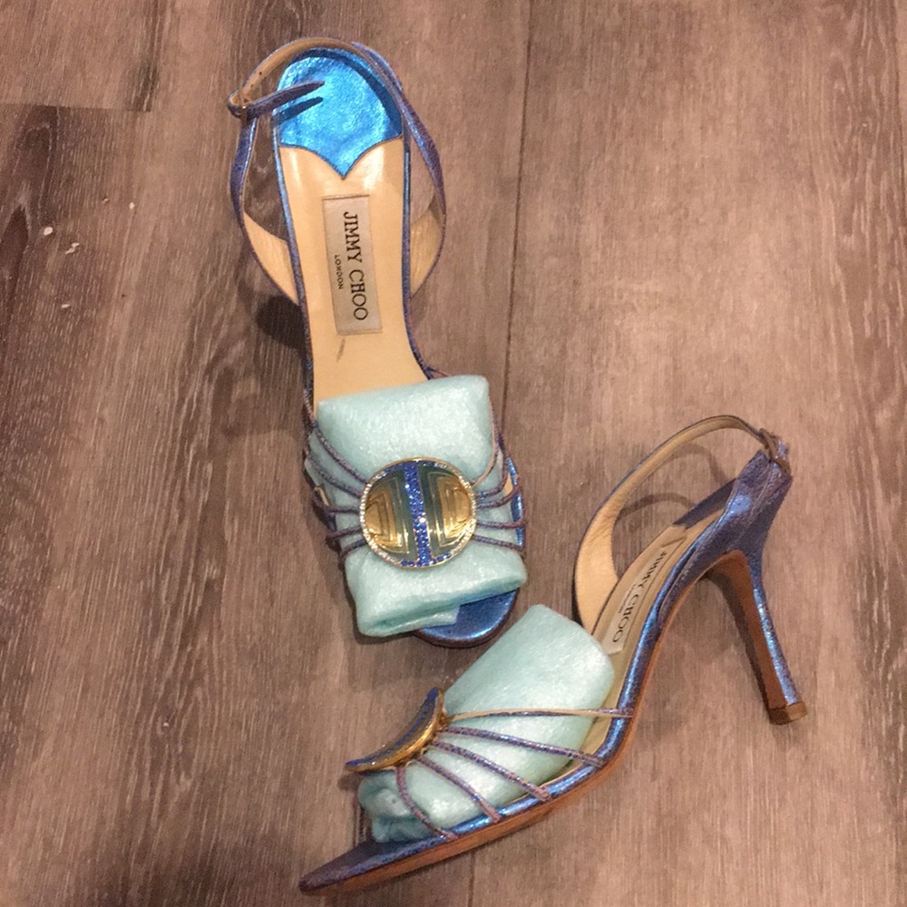 Jimmy Choo Blue Leather Sandles
